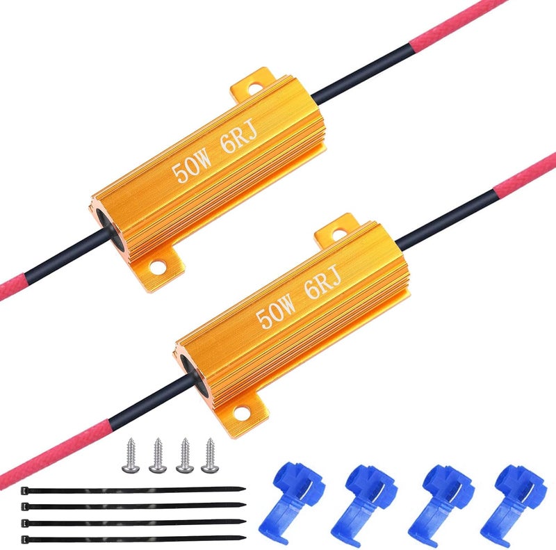 evntyps 50W 60hm Load Resistors for LED Turn Signal Bulb Anty Hyper Flash,LED Resistor for Fix LED Bulb Error Code,LED Turn Signa Resistor,Car Dashboard Error Code Warning Canceller(2pcs) - Image 1